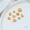 Cobre Plateado que Conserva el Color con Oro Real de 24K Incrustado con Zirconia Patrón de Calabaza Corazón Separadores de Perlas Perlas Cuadradas Turquesa Accesorios Hechos a Mano de Oro Arena