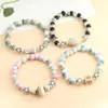 Nuevo Pulsera de Cerámica Jingdezhen Estilo Chino Estrella para Niñas, Pulsera de Cerámica Estilo Bosque Nicho con Cuentas, Lujo Ligero Estudiante al por Mayor