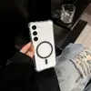 Funda de Teléfono Magnética Brillante S25 para Niñas de Aspecto Elegante, Anticaídas, Funda de Teléfono Transparente S26Ultra S24Ultra