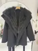 2025 Nuevo Otoño e Invierno Cuello Marino Silueta Lana Doble Cara Abrigo Exterior Abrigo Exterior Piel de Zorro Genuina para Mujer Longitud Media Moderno