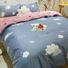 Conjunto de Quatro Peças de Lençóis e Capas de Edredom de Algodão Lavado para Dormitórios Universitários, Conjunto de Roupa de Cama de Três Peças para o Verão, Não 100% Algodão, Algodão Puro