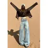 Chao Li tem em estoque jeans vintage com lavagem desgastada, rasgados, de perna larga para mulheres, estilo novo, soltos, que emagrecem, com efeito de caimento, calças compridas