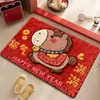 Alfombra de Piso de Terciopelo de Cristal Fulu Na Cai 2026 Alfombra de Año Nuevo Dibujos Animados para Baño Absorbente de Agua Secado Rápido Resistente a la Suciedad Resistente al Desgaste