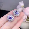 ¡Aretes de Tachuela de Tanzanita Natural, Morado Sedoso, Cuerpo Completamente Limpio, Color Fuego Brillante, Incrustación Fina de Plata 925! Piedra Principal 5*7m