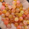 Cuentas de Loto Naranja Cuentas Redondas Jade Cuentas Sueltas Colgante Hecho a Mano Cuentas de Loto Pulsera DIY Collar Accesorios de Joyería Cuentas