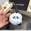 Chaveiro Fofo de Pelúcia Panda com Pelo Sintético de Coelho Pingente de Pelúcia Presente Criativo Boneca de Pelúcia Pingente de Mochila