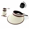 Chapéu de sol de verão, chapéu de borracha preto estilo ins, chapéu de palha feminino com copa aberta da moda versão coreana, chapéu de sol fashion
