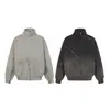 Ropa para Hombre Jia Yiku 2026 Otoño Retro Americano Sudadera Degradada Lavada con Cremallera y Diseño Desconstruido Chaqueta Irregular