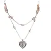 Collar Cruz de Corazón de Perla de Doble Capa para Mujer, Cadena Clavicular en Capas de Lujo Ligero, Diseño de Nicho con un Toque de Alta Gama, Estilo Ins