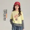 Conjunto de Otoño Pudding Haru para Niñas, Ropa Dulce para Niños, Nuevo Top de Manga Larga con Parches Rayados de Dibujos Animados de Otoño 2026