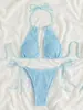 Biquíni Duas Peças Conjunto Tecido Especial Multicor Moda Europeia e Americana Roupa de Banho Conjunto Feminino Dividido Sexy Roupa de Praia