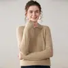 Polo com Zíper Meio Gola Tricô de Caxemira Tricô de Manga Longa Feminino Pulôver Tricô Camisa Casual Solta Tricô Base para Mulheres