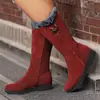 Moda Nueva Primavera/Verano 2026 Talla Grande Casual Forrados de Felpa Cálidos Botas Largas Tacón Bajo Cómodos Zapatos de Algodón Transfronterizo