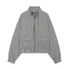 Fábrica de Ropa para Mujer Transfronteriza Venta al por Mayor 2026 Temperamento Simple Moda Bloques de Color Cuadros Cuello Alto Holgado Chaqueta Ropa de Abrigo Top