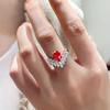 Seiko Sea Blue Zircônio Ice Flower Cut Ring Light Luxo Design Avançado Sense V-Shaped Pigeon Egg Glacier Blue Crown Anel de Diamante para Mulheres