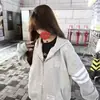 Moletom com capuz listrado bordado estilo retrô americano para mulheres, primavera e outono, corte casual solto, marca da moda, jaqueta com zíper para casal