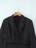 Exportación Transfronteriza Ropa Europea y Americana Moda Otoño e Invierno 2025 Solapa de Traje de Doble Botonadura Mangas Largas Dobladillo de Hoja de Loto Chaqueta de Traje