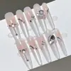 Venta Caliente en Douyin Uñas Portables Largas Francesas Arte de Uñas Hecho a Mano Uñas Puntiagudas Deseo Puro Producto Terminado de Gama Alta Transfronterizo Ojo de Gato Almendra