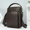 Bolsa de Ombro Masculina de Couro Genuíno de Primeira Camada Tendência da Moda Pequena Bolsa de Ombro para Esportes ao Ar Livre Bolsa Transversal Multifuncional para Homens