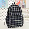 Mochila Escolar Versátil Retro Estudiante de Secundaria Femenina Otoño e Invierno Nueva Mochila Cuadros Coreanos Color Sólido Mochila para Estudiante Universitario y Viajero