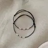 Aterrissagem High Rise Pulseira de Bambu Prateado Feminina Masculina Sorte Design de Nicho Ano de Vida do Casal Pulseira de Tornozeleira com Corda Vermelha Trançada