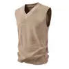 2025 Novo Colete Suéter Masculino Decote V Básico Moderno Solto Estilo Preguiçoso Casual Tricotado para Homens
