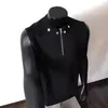 Chaleco Retro Americano con Media Cremallera para Hombre Verano Tendencia Marca Diseño Industrial Pesado con Remaches Sentido del Diseño Camiseta Holgada Chaleco Deportivo
