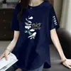 E-commerce Transfronteiriço Marca de Liberação Etiqueta Cortada Balcão Comércio Exterior Camiseta de Manga Curta Feminina Camiseta Solta Feminina Versátil Elegante Tendência Top