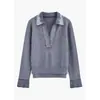 Suéter de Punto Gris de Manga Larga con Cuello en V, Estilo Niche Inspirado en el Diseño, Falso Dos Piezas para Mujer, Nuevo Top de Cachemir para Otoño e Invierno 2026