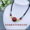 Collar Cinnabar Lulutong para Mujer Cadena para Clavícula Arena Dorada Morada Cadena de Cuello de Mineral Crudo para Mamá Cinnabar Crudo
