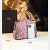 2026 Nuevo Bolso Cubo Exquisito de Moda, Bolso de Mano de Cuero Brillante de Lujo Ligero con Estampado de Serpiente, Bolso de Hombro Cruzado de Moda