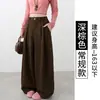 Pantalones de traje plisados marrones para mujer, nuevos de otoño, de cintura alta, ajustados, estilo relajado, para personas petite, pantalones de pierna ancha con curva