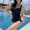 Nuevo Traje de Baño Sexy de una Pieza que Cubre el Vientre Adelgazante para Mujeres con Pecho Pequeño Push-Up Traje de Baño para Vacaciones en Aguas Termales