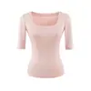 T-shirt Feminina Sexy de Verão 2026, Gola U Profunda Expondo a Clavícula, Manga Curta, Slim Fit, Valoriza o Corpo, Pura Sedução, Top Versátil
