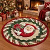 Tapete Redondo Visual 3D de Papai Noel de Natal para Sala de Estar Sofá Mesa de Centro, Amigo da Pele, Resistente a Manchas, Fácil de Limpar