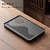 Bandeja de té de piedra de porcelana Wujin de imitación de lujo ligero para el hogar, juego de té, mesa de té pequeña, mesa de almacenamiento y drenaje de agua, mesa de remojo en seco, bandeja de té de piedra Wujin