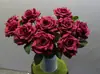 Tallo Individual de Rosa Artificial Borgoña Blanco Rosa Flor Falsa