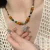 Collar de Borla con Cuentas de Mariposa Estilo Bohemio para Mujer, Cadena para Suéter Estilo Vacaciones de Verano, Accesorio para el Cuello Estilo Étnico Vintage