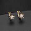 14K Orelha Fivela Zircônia Orelha Fivela Estilo Francês Personalizado Simples Tudo Match Elegante Flor Pequena Deformação Orelha Studs Brincos Brincos