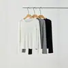 Top base de manga larga con estampado de espiga, que favorece la figura, para mujer, nueva colección otoño/invierno 2026, cuello redondo, corte ajustado, camiseta de lana versátil
