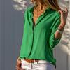 Camisa de gasa con botones en V profundos para mujer, de manga larga, con explosiones de Amazon y eBay, para otoño e invierno, con comercio exterior transfronterizo