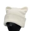 Gorro de Pana con Orejas de Gato para Otoño e Invierno para Mujer, Lindo Gorro sin Visera, Gorro de Pana Engrosado y Cálido para Proteger las Orejas, Dulce