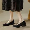 Zapatos Mary Jane Retro de Punta Cuadrada Primavera y Verano 2025 Nuevo Estilo Cómodos y Versátiles Zapatos de Salón de Tacón Grueso de Una Línea para Mujer