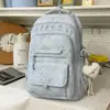 Mochila Preta Cool e Discreta com Estampa Completa de Corações e Flocos de Neve, Multi-Compartimentos, Grande Capacidade, Mochila Leve para Alunos do Ensino Fundamental e Médio