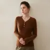 Suave y Acogedor~ Nuevo Suéter de Cachemir 100% Puro Otoño e Invierno para Mujer, Suéter Base de Punto Ajustado con Cuello en V