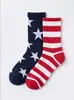 Calcetines Asimétricos de Media Pantorrilla Estilo AB Bandera Americana Primavera/Verano Nuevos, Calcetines con Personalidad Bandera de Estrellas y Rayas, Estilo Callejero de Moda para Hombres y Mujeres