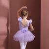 Ropa de Baile para Niñas Verano Sin Mangas Morada Algodón Ropa de Práctica para Niñas Pequeñas Ballet Falda con Lentejuelas Examen Arte Examen