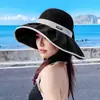 Sombrero de Pescador de Paja Abierto con Tiras Sombrero de Playa Ins Negro de Goma Sombrero de Pescador para Mujer Salida de Verano Protección Solar Sombrero de Sol de Playa