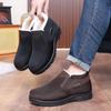 Sapatos de Tecido Masculinos de Inverno com Isolamento de Lã de Ovelha, Sapatos de Algodão Slip-On para Pessoas de Meia-Idade e Idosos, Botas de Algodão de Tamanho Grande, Slip-Ons Antiderrapantes