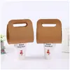 Portavasos de Papel Kraft para Café con Leche Xiaohongshu de un Solo Mango y Cuatro Compartimentos para Té con Leche para Llevar Portavasos Desechable